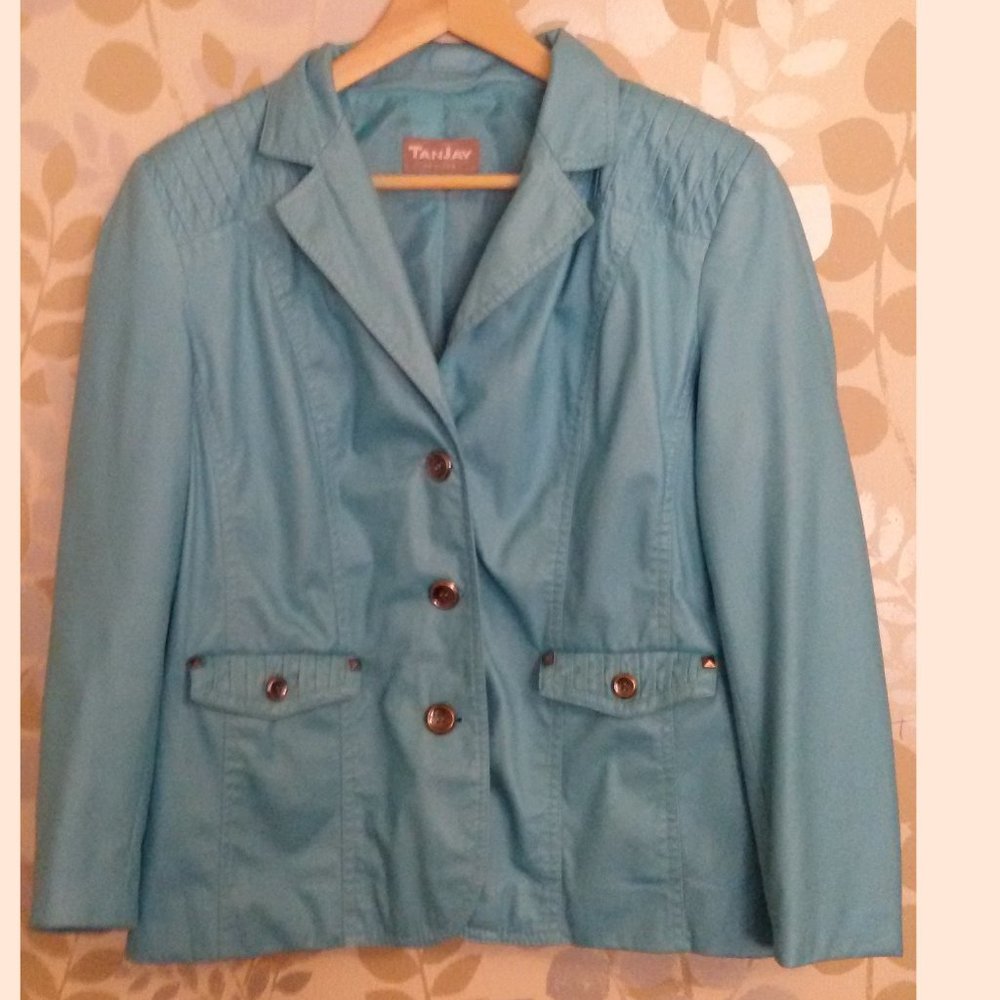 TanJay Jacket / Blazer Turquoise Sz L Or 14 P
